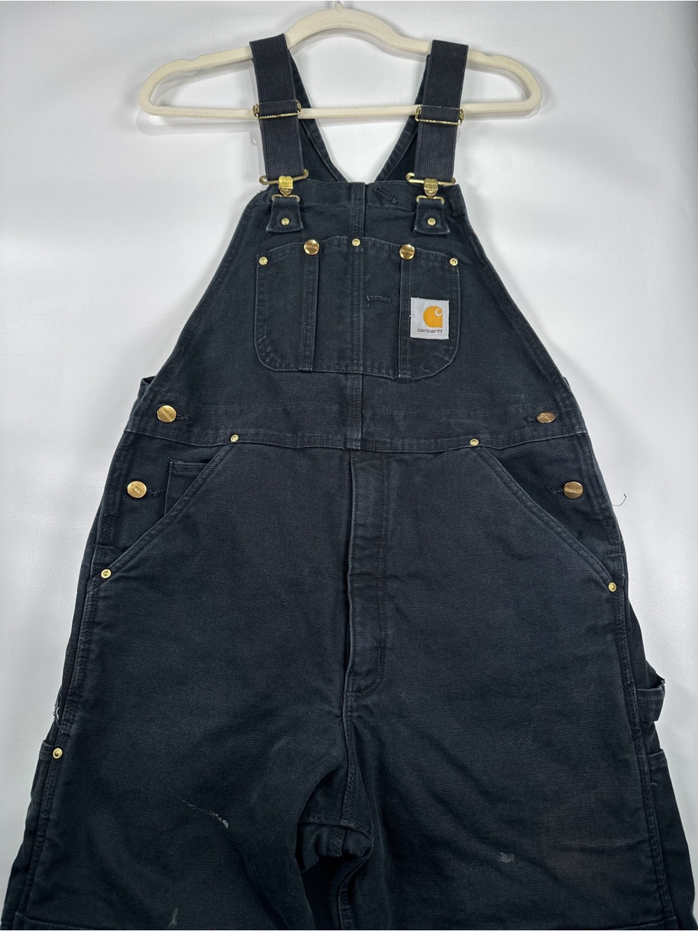 Carhartt R02 Lined Double Knee Duck Bib Overalls Faded Black 34x30 - Picture 2 of 16